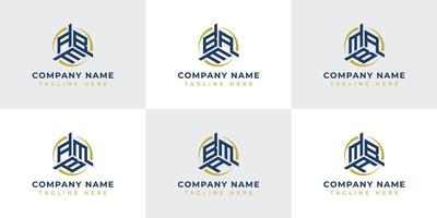 brief abm, amb, bam, bma, mab, mba zeshoekig technologie logo set. geschikt voor ieder bedrijf. vector