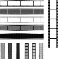 film strip Sjablonen. bioscoop monochroom grens celluloid plakband, media leeg beeld foto video wijnoogst kader film haspel vector reeks