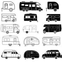 camper icoon vector set. toerist illustratie teken verzameling. reizen symbool. reis logo.