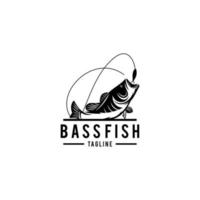 basvissen logo ontwerp. geweldig basvissen logo. basvissen met vis aas logo. vector