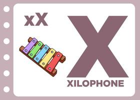 X is voor xylofoon tekenfilm vrij vector