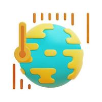 3d aarde wereldbol icoon vector. heet thermometer temperatuur. 3d klimaat Wijzigen, temperatuur toenemen en globaal opwarming concept. geïsoleerd Aan wit achtergrond. 3d icoon vector geven illustratie.