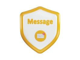 een geel schild met een bericht in de midden- dat zegt bericht icoon met 3d vector icoon illustratie