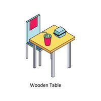 houten tafel vector isometrische pictogrammen. gemakkelijk voorraad illustratie voorraad