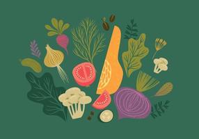vector illustratie van fruit en groenten. gezond voedsel. geïsoleerd element ontwerp
