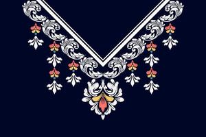 borduurwerk halslijn bloemen patroon. mooi ornament met kleurrijk bloemen. mode ontwerp. vector