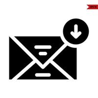 mail en pijl in knop glyph icoon vector