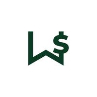 brief ws groen geld dollar ontwerp symbool logo vector