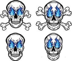 schedel hoofd gekruiste beenderen vlam brand vector beeld illustraties