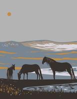 paarden Bij sable eiland reserveren zuidoosten van halifax nova scotia Canada wpa poster kunst vector