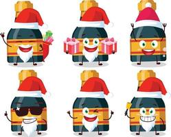 de kerstman claus emoticons met wijn fles tekenfilm karakter vector