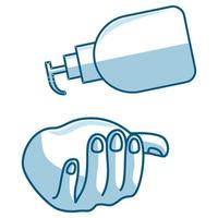 hand wassen met ontsmettingsmiddel vloeibare zeep vector pictogram preventie