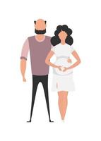 de Mens en de zwanger vrouw zijn afgebeeld in vol groei. geïsoleerd. gelukkig zwangerschap concept. schattig illustratie in vlak stijl. vector