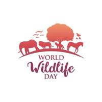 maart 3, wereld dieren in het wild dag logo ontwerp sjabloon. vector illustratie.