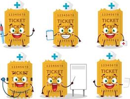 dokter beroep emoticon met ticket tekenfilm karakter vector