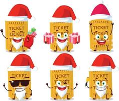 de kerstman claus emoticons met ticket tekenfilm karakter vector