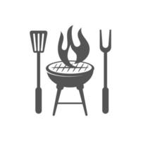 barbecue vuur spatel sjabloon vector badge ontwerp geïsoleerd