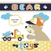 grappig beer met het speelgoed, vector tekenfilm illustratie