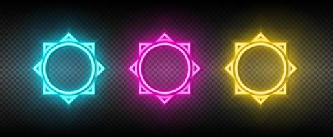 zon blauw, roze en geel neon vector icoon set.