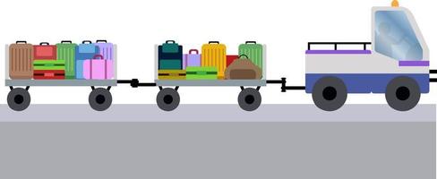 luchthaven bagage vrachtauto vector illustratie, luchthaven bagage vrachtwagen, luchthaven bagage levering auto vlak vector illustratie