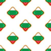 patroon koekje met vlag land bulgarije in smakelijk biscuit vector