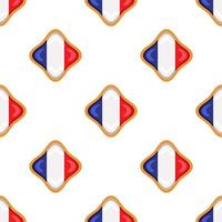 patroon koekje met vlag land Frankrijk in smakelijk biscuit vector