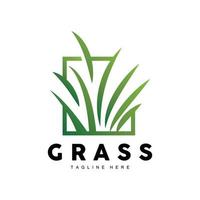 groen gras logo ontwerp, boerderij landschap illustratie, natuurlijk landschap vector