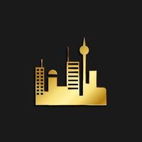 gebouw, icoon, stad goud icoon. vector illustratie van gouden stijl Aan donker achtergrond