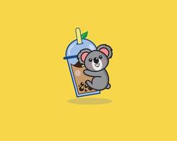 koala schattig drinken boba vector ontwerp