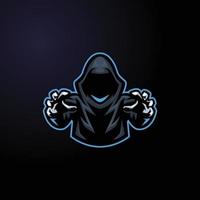 mysterieus verhuld mascotte logo voor gaming en vermaak merken vector