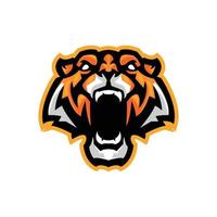 brullen tijger hoofd mascotte logo voor sport- teams en wedstrijden vector