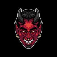 onheil duivel hoofd grafisch logo en t-shirt ontwerp vector