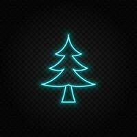 boom, Kerstmis neon icoon. blauw en geel neon vector icoon. transparant achtergrond