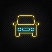 auto, auto neon icoon. blauw en geel neon vector icoon. transparant achtergrond