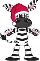 schattig tekenfilm de kerstman claus Kerstmis zebra karakter vector