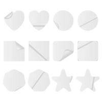 realistisch gedetailleerd 3d blanco stickers verschillend vormen set. vector