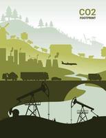 tekenfilm kleur fabriek milieu gevolg en co2 emissie verontreiniging concept poster. vector