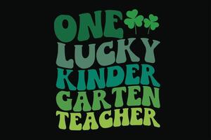 een Lucky kinder garten leraar st Patrick dag t-shirt ontwerp vector