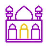 moskee icoon duokleur Purper geel stijl Ramadan illustratie vector element en symbool perfect.