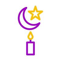 kaars icoon duokleur Purper geel stijl Ramadan illustratie vector element en symbool perfect.