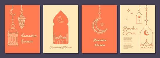 kleur modern stijl Ramadan mubarak groet kaarten set. vector