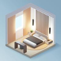 3d slaapkamer interieur binnen concept plasticine tekenfilm stijl. vector