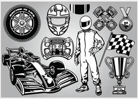 formule racing reeks zwart en wit vector