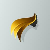 luxe vrouw silhouet logo ontwerp vector met goud gradatie.