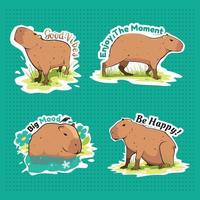 schattig capibara masbro genieten zomer mooi zo gevoel vector