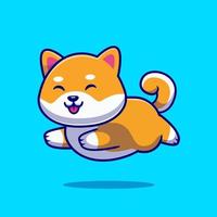 schattig shiba inu hond rennen tekenfilm vector icoon illustratie. dier natuur icoon concept geïsoleerd premie vector. vlak tekenfilm stijl