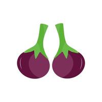 aubergine groente icoon. vlak tekenfilm aubergine geïsoleerd Aan wit achtergrond. tekenfilm aubergine emoji icoon, aubergine symbool. vector groente klem kunst illustratie.