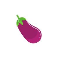 aubergine groente icoon. vlak tekenfilm aubergine geïsoleerd Aan wit achtergrond. tekenfilm aubergine emoji icoon, aubergine symbool. vector groente klem kunst illustratie.