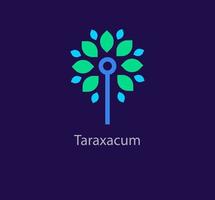 taraxacum bloem logo. modern lijn en kleurrijk ontwerp. logo sjabloon. voor medisch, yoga, spa klassen, schoonheid. vector