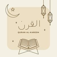 gemakkelijk lijn al koran Islamitisch heilig boek vector illustratie voor Ramadan moslim bidden werkzaamheid poster ontwerp. vertalen Arabisch al-koran
